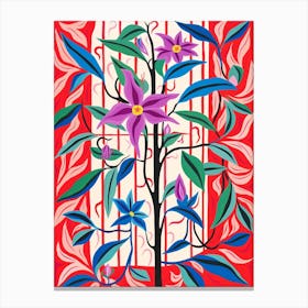 Pink And Red Plant Illustration Tradescantia Nanouk 3 Canvas Print