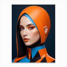 Geometric Fashion Woman Portrait Pop Art Orange (19) Canvas Print