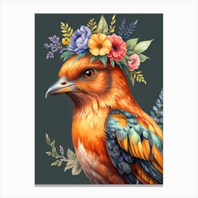 Bird With Flower Crown 13 Canvas Print