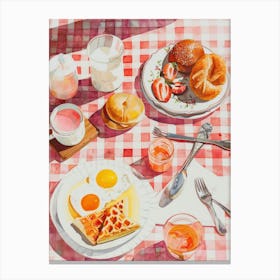 Pink Breakfast Food English Breakfast 3 Canvas Print