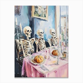 Skeletons At The Table Canvas Print