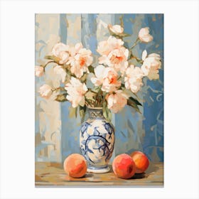 Rose Flower And Peaches Still Life Painting 4 Dreamy Canvas Print