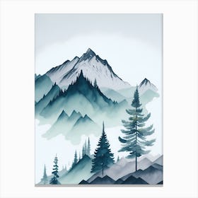 Mountain And Forest In Minimalist Watercolor Vertical Composition 273 Canvas Print