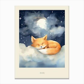 Baby Fox 12 Sleeping In The Clouds Nursery Poster Canvas Print