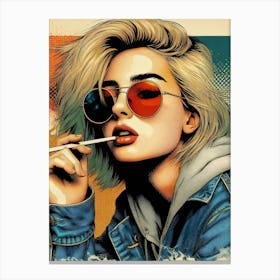 Girl Smoking A Cigarette Canvas Print