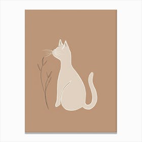 White Cat - Boho, Line Art Canvas Print