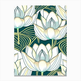 Lotus Flower Repeat Pattern Minimal Line Drawing 2 Canvas Print