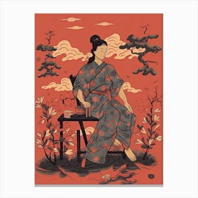 Female Samurai Onna Musha Illustration 23 Canvas Print