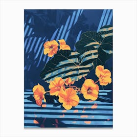 Nasturtium Flowers On A Table   Contemporary Illustration 3 Canvas Print