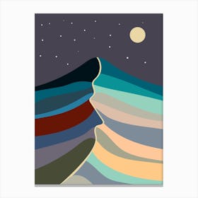 Mountain Hills And Moonlight Canvas Print