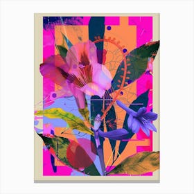 Lisianthus 2 Neon Flower Collage Canvas Print