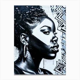 Graffiti Mural Of Beautiful Black Woman 20 Canvas Print