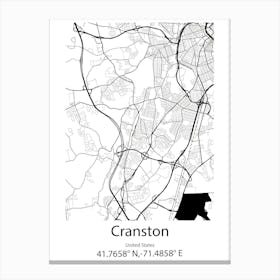 Cranston,United States Minimalist Map Canvas Print