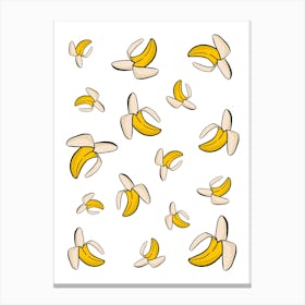 Banana Pattern on a White Background Canvas Print