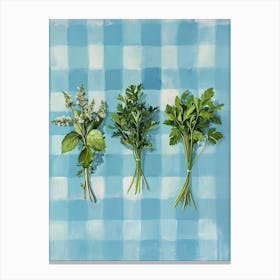 Herbs Blue Checkerboard 3 Canvas Print