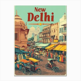 Aihrgdesign A Classic 1960s Travel Poster For New Delhi Canvas Print