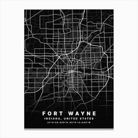 Fort Wayne Indiana USA Black Map Canvas Print