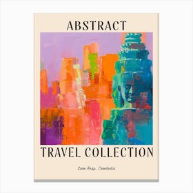 Abstract Travel Collection Poster Siem Reap Cambodia 3 Canvas Print