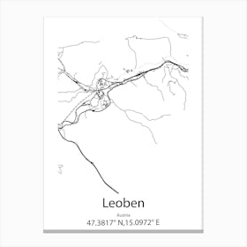 Leoben,Austria Minimalist Map Canvas Print