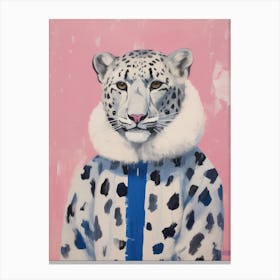 Playful Illustration Of Snow Leopard For Kids Room 1 Canvas Print