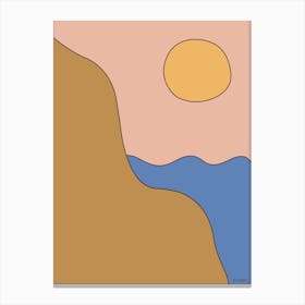 Seaside Day Brown Pink Blue Modern Abstract 1 Canvas Print