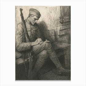 Soldier Writing Letter (1919) By Wladyslaw Theodore Benda Canvas Print