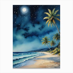 Beach At Night 1 Canvas Print