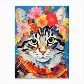 Laperm Cat With A Flower Crown Painting Matisse Style 1 Canvas Print