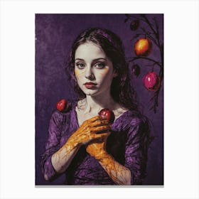 Girl With Apples Canvas Print