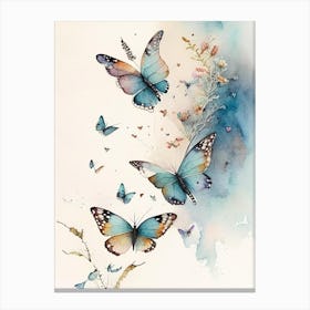 Butterflies Flying In The Sky Watercolour Ink 1 Canvas Print