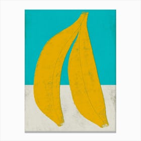 Yellow Bananas Fruits In Blue Kitchen Canvas Print