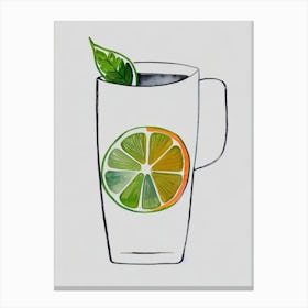 Moscow Mule Minimal Line Drawing With Watercolour Cocktail Poster Canvas Print