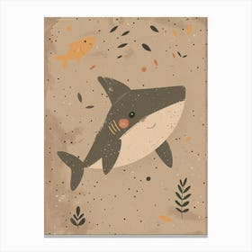 Cute Shark Beige Background 2 Canvas Print