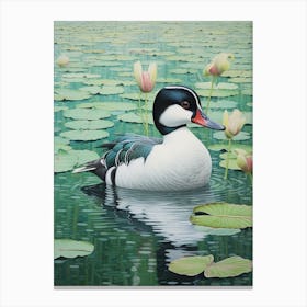 Ohara Koson Inspired Bird Painting Bufflehead 2 Canvas Print