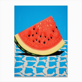 Watermelon Blue Checkerboard 2 Canvas Print