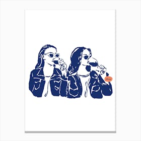 Two Women Drinking Canvas Print