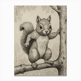 Squirrel On A Tree Branch Canvas Print