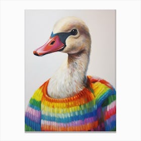 Baby Animal Wearing Sweater Swan 1 Canvas Print