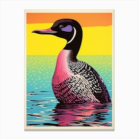 Andy Warhol Style Bird Common Loon 2 Canvas Print