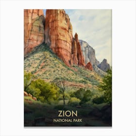 Zion National Park Vintage Travel Poster 3 Canvas Print