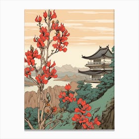 Hagi Bush Clover 2 Japanese Botanical Illustration Canvas Print