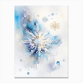 Irregular Snowflakes, Snowflakes, Storybook Watercolours 3 Canvas Print