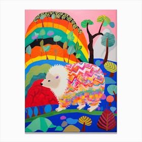 Maximalist Animal Painting Hedgehog 3 Canvas Print