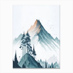Mountain And Forest In Minimalist Watercolor Vertical Composition 331 Canvas Print