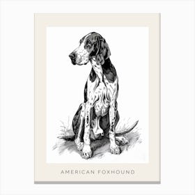 American Foxhound Dog Line Sketch Poster Canvas Print