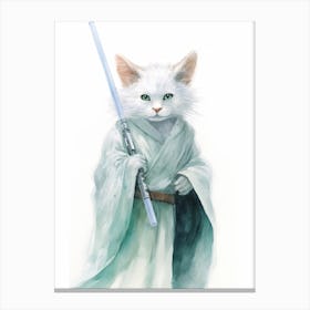 Turkish Angora Cat As A Jedi 4 Canvas Print
