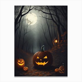 Witch With Pumpkins 8 Canvas Print