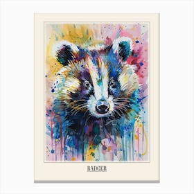 Badger Colourful Watercolour 1 Poster Canvas Print