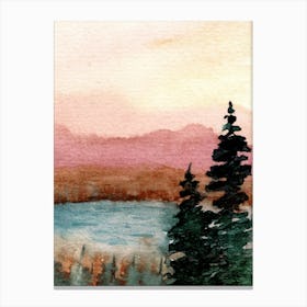 Watercolor Of A Lake Canvas Print
