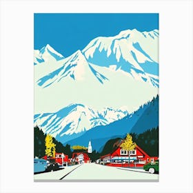 Garmisch Partenkirchen, Germany Midcentury Vintage Skiing Poster Canvas Print